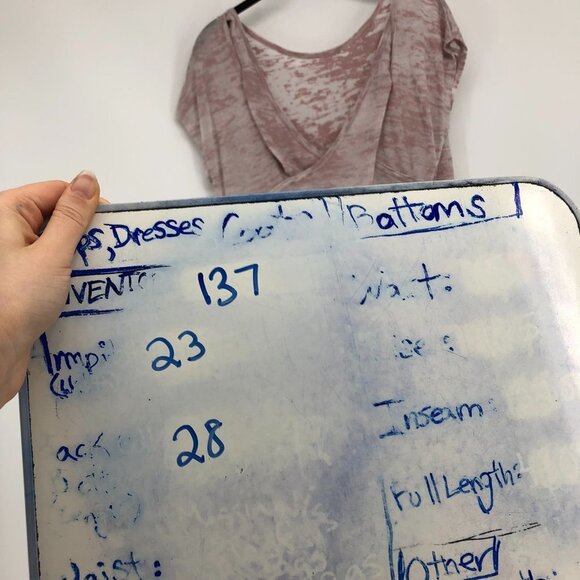 Cherish pale rose pink semi-sheer open cross cross  slit back t-shirt - Picture 13 of 14